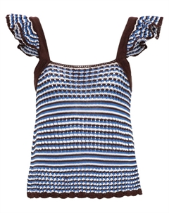 Полосатый топ в технике кроше, коричневый A.p.c.