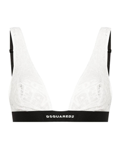 Кружевной бюстгальтер-бралетт с логотипом, белый Dsquared2