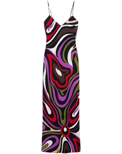 Шелковое платье макси с принтом Marmo, розовый Pucci