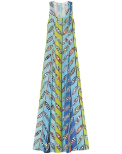 Сетчатое платье макси с принтом Girandole, синий Pucci