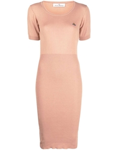 Трикотажное платье миди с логотипом Orb, нейтральный цвет Vivienne westwood