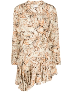 Шелковое платье мини с абстрактным принтом, нейтральный цвет Isabel marant