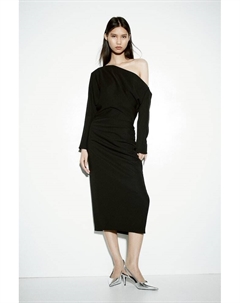 Драпированное платье на одно плечо, черный H&m