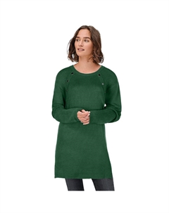 Женский свитер-туника больших размеров с пуговицами, цвет Rich Pine Ellos