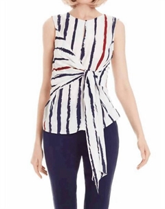 Полосатая туника без рукавов с поясом, мультиколор Alberto makali