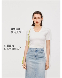 Футболка с U-образным вырезом во французском стиле, белый Mai meng