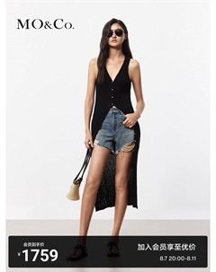 Вязаный жилет удлиненный из тонкой пряжи, черный Moco