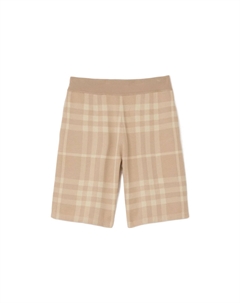 SS23 Клетчатые шерстяные шелковые жаккардовые шорты коричневого цвета, коричневый Burberry