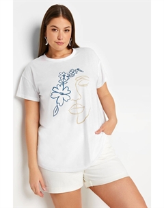 Футболка с цветочной вышивкой, белый Yours