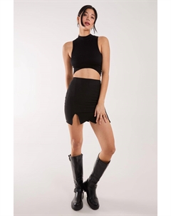 Мини-юбка с двойным разрезом Bandage, черный Pink vanilla