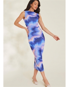 Сетчатое платье мидакси с абстрактным принтом, фиолетовый Quiz