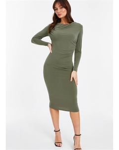 Облегающее платье миди с воротником-хомутом, зеленый Quiz
