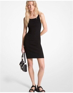 Короткое платье в рубчик на бретелях, черный Michael michael kors