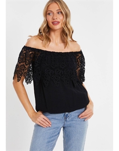 Топ с открытыми плечами крючком, черный Quiz