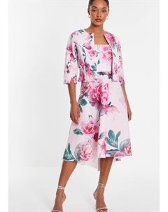 Укороченная куртка с цветочным принтом и разделенными рукавами, розовый Quiz