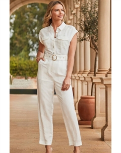 Комбинезон из смесового льна, белый Sosandar