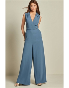 Приталенный комбинезон без рукавов из крепа, синий Next