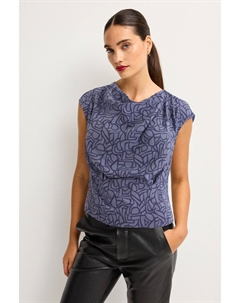 Топ с драпированным вырезом и рукавами полукруглой формы, синий Next