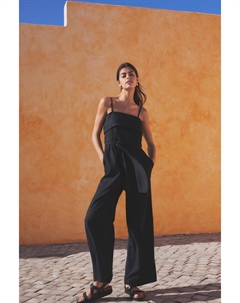 Льняной комбинезон с поясом, черный Next