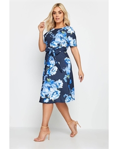 Приталенное платье с широким вырезом, синий Yours