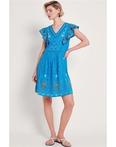 Платье Prue с вышивкой ананасов, синий Monsoon