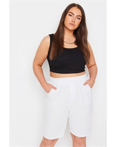 Классные хлопковые шорты с трикотажным поясом на талии, белый Yours