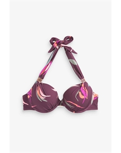 Верх бикини с мягкой подкладкой подчеркивающий фигуру на косточках и вырезом-бретелькой, фиолетовый Next