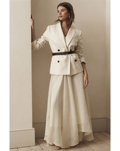 Асимметричная фактурная юбка премиум-класса, экрю Next