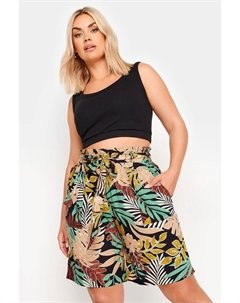 Тканые шорты на талии из бумажного пакета, черный Yours