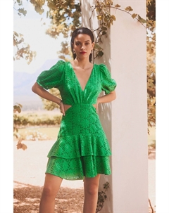 Мини-Платье крючком с короткими просторными рукавами и вырезом, зеленый Next