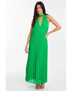 Плиссированное платье миди из шифона с каплевидным вырезом, зеленый Quiz