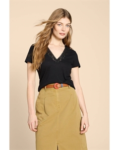 Кружевная футболка Элли, черный White stuff