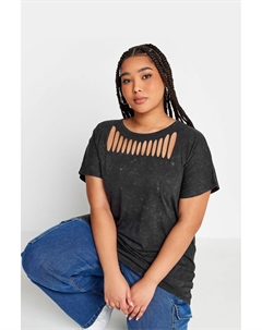 Футболка с вырезом и декором в виде бабочки, серый Yours