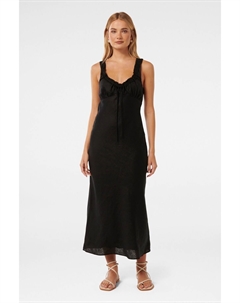 Платье миди из льна Pure etta с бантом, черный Forever new