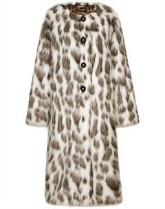 Шуба из искусственного меха с леопардовым принтом, белый Dolce&gabbana