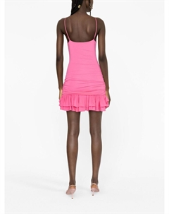 Платье мини с оборками и цветочной аппликацией, розовый Blumarine