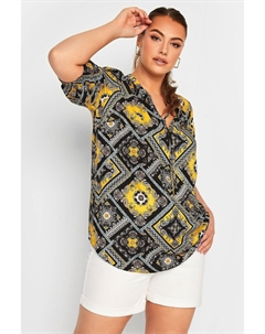 Блузка с цветочным принтом и завязкой на шее, желтый Yours