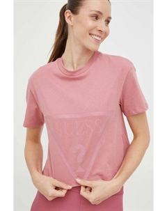 Хлопковая футболка, розовый Guess