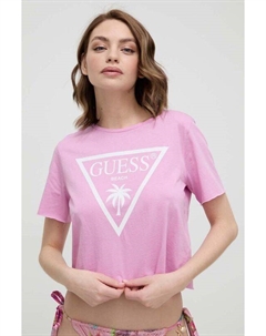 Хлопковая футболка, розовый Guess