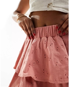 Юбка мини Design Broderie Rara, розовый Asos