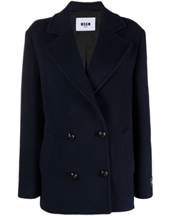 Двубортный пиджак с нашивкой-логотипом, синий Msgm