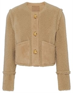 Укороченная шуба из овчины, нейтральный цвет Prada