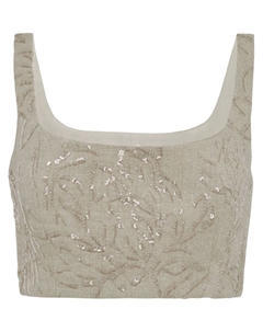 Топ с пайетками, нейтральный цвет Brunello cucinelli