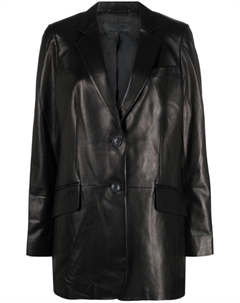 Однобортный кожаный блейзер, черный Rag & bone