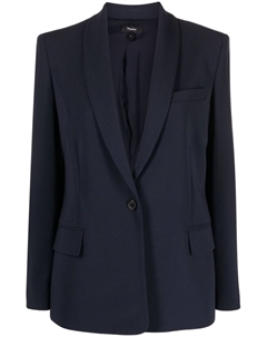 Однобортный блейзер с воротником-шалькой, синий Theory