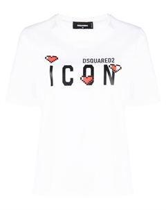 Icon logo-print T-shirt, белый Dsquared2