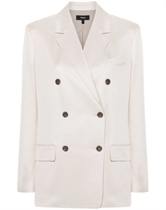 Двубортный блейзер с заостренными лацканами, нейтральный цвет Theory