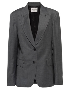 Укороченный однобортный блейзер Grisaille, серый Miu miu