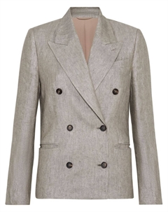 Меланжевый блейзер с декором Monili, коричневый Brunello cucinelli