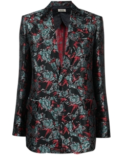 Однобортный жаккардовый блейзер с цветочным узором, черный Zadig&voltaire